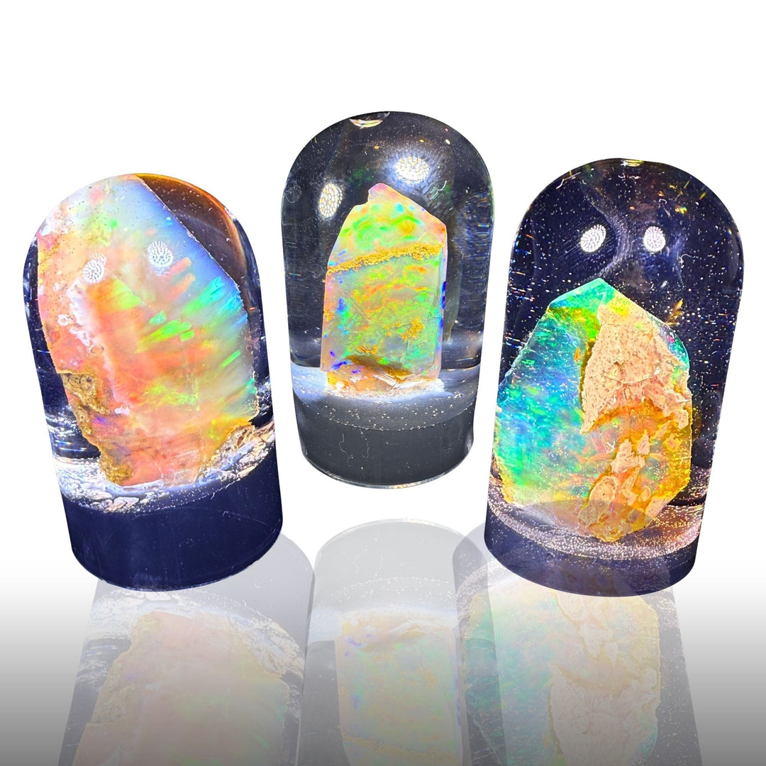 Opal specimen in jar
