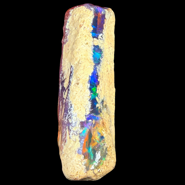 42.6 gr Natural Ethiopian Welo Water Opal – Dominant Electric Blue, Fiery Orange & Neon Green Fire – Raw Water Opal – One-of-a-Kind Collector Grade