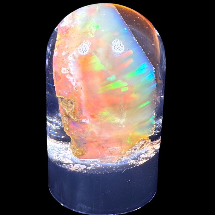 12.40 Gram Natural Ethiopian Welo Crystal Water Opal Specimen – Dominant Neon Green, Peach Orange & Electric Blue Fire – Freeform Rainbow Crystal Opal – Collector Display Grade