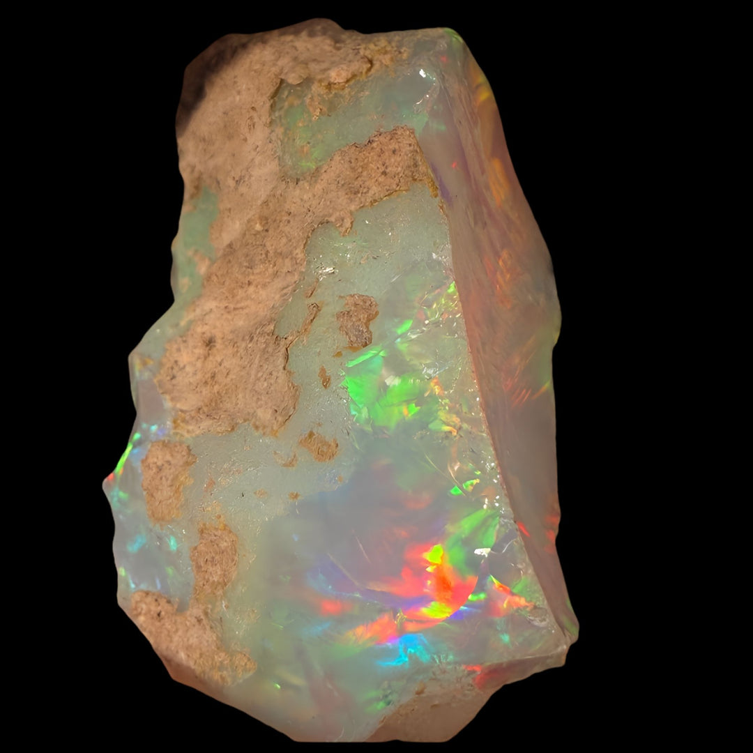 7.94 Gram AAA Quality Natural Ethiopian Welo Rough Opal Featuring Dominant Fiery Red, Neon Green & Golden Yellow Play-of-Color | One-of-a-Kind