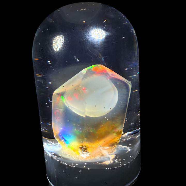 6.68 Gram Natural Ethiopian Welo Crystal Water Opal Specimen – Dominant Fiery Red Broadflash, Neon Green Fire & Golden Crystal Glow – Floating Freeform Display Opal – Collector Grade
