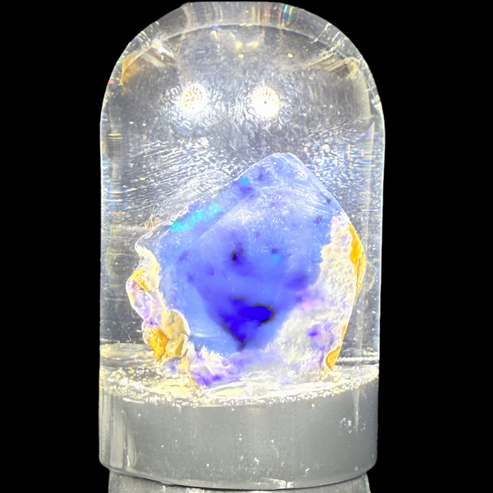 5.38 Gram Natural Ethiopian Welo Crystal Water Opal Specimen – Dominant Violet Blue Glow & Soft Neon Fire – Freeform Lavender Crystal Opal – Collector Display Grade