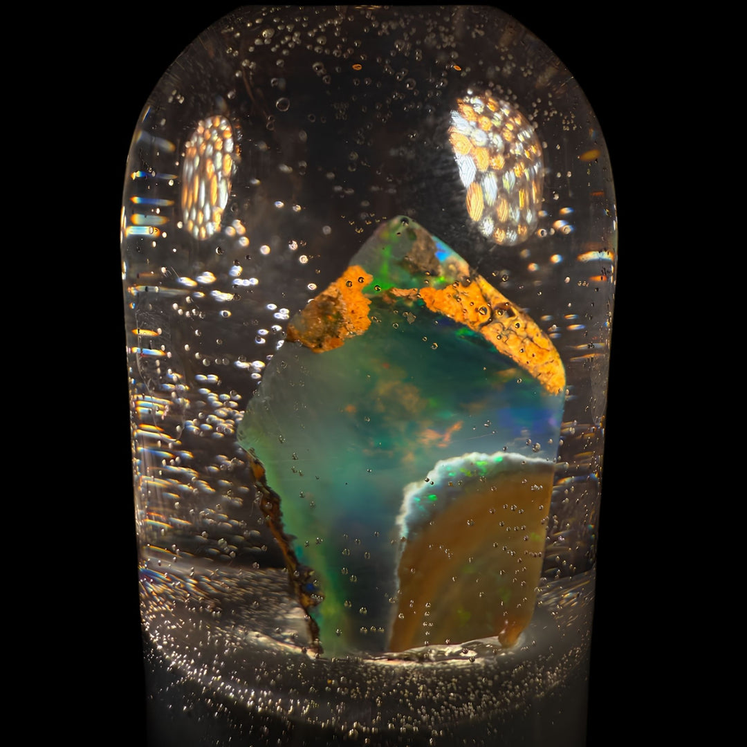 4.55 Gram Natural Ethiopian Welo Crystal Water Opal Specimen – Neon Green Aurora Fire, Electric Blue Veins & Earthy Matrix Contrast – Freeform Collector Crystal