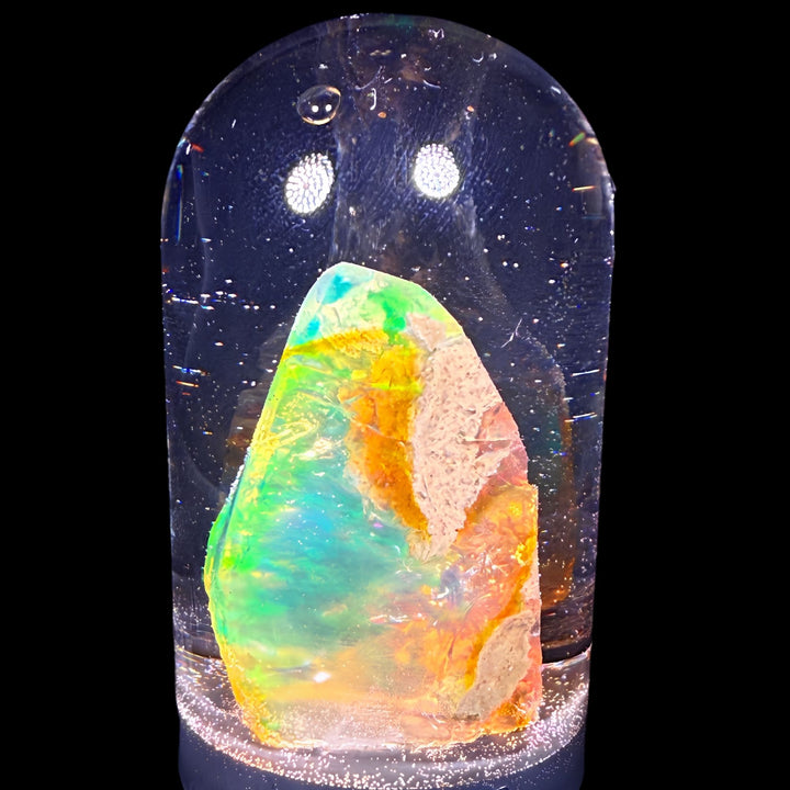 22.49 Gram Natural Ethiopian Welo Crystal Water Opal Specimen – Dominant Neon Green, Aqua Blue & Golden Honey Fire – Large Freeform Crystal Opal – Collector Display Grade
