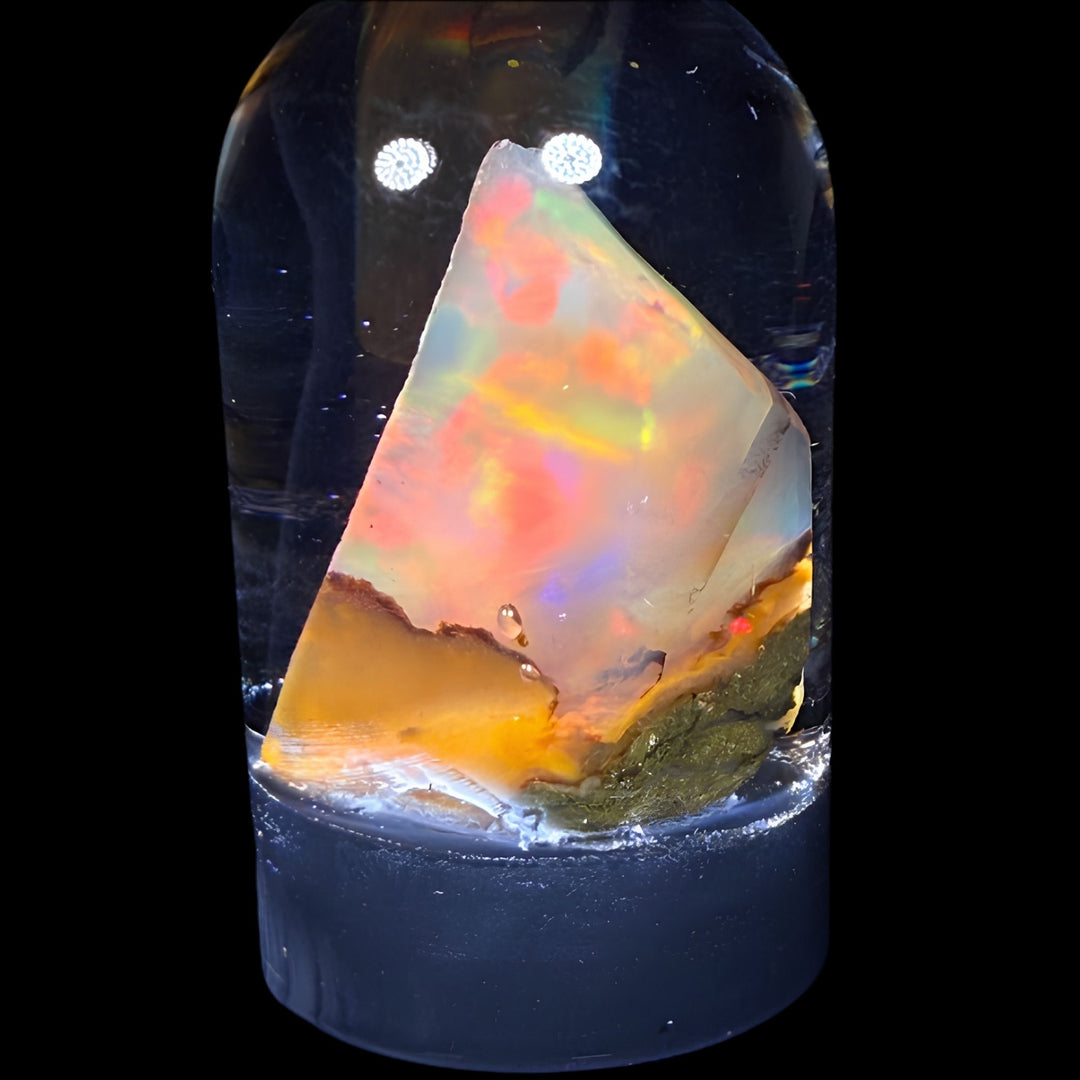 9.73 Gram Natural Ethiopian Welo Crystal Water Opal Specimen – Intense Rainbow Fire & Pastel Aurora Flash – Freeform Display Crystal – Collector Grade