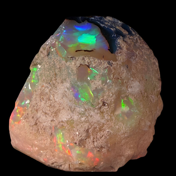 7.67 Gram AAA Quality Natural Ethiopian Welo Rough Opal Featuring Dominant Fiery Red, Neon Green & Bright Orange Play-of-Color | One-of-a-Kind