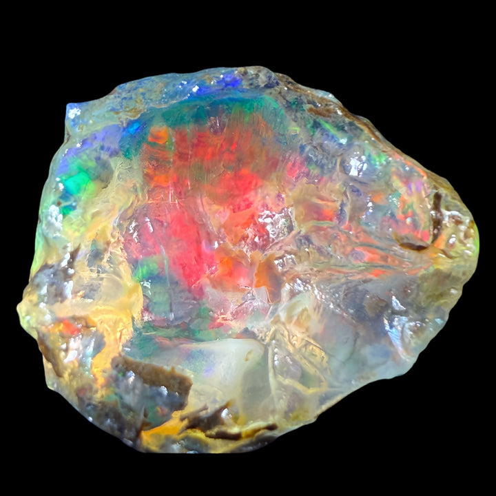7.31 gr Natural Ethiopian Welo Water Opal – Dominant Fiery Red, Neon Green & Electric Blue Fire – Raw Water Opal – Collector Grade