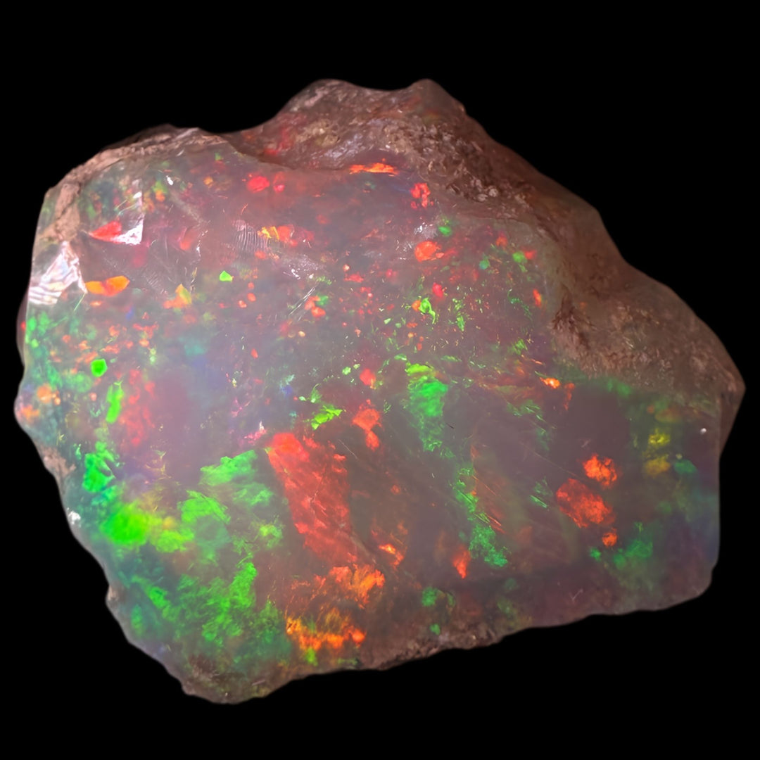 13.16 Gram AAA Quality Natural Ethiopian Welo Rough Opal Featuring Dominant Fiery Red, Neon Green & Bright Orange Play-of-Color | One-of-a-Kind