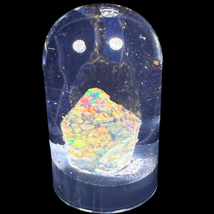 3.57 Gram Natural Ethiopian Welo Crystal Water Opal Specimen – Dominant Fiery Red, Orange & Neon Green Fire – Freeform Honey Crystal Opal – Collector Display Grade