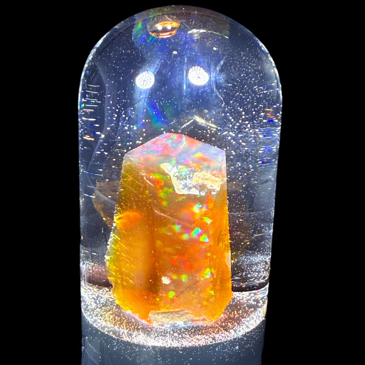 15.25 Gram Natural Ethiopian Welo Crystal Water Opal Specimen – Dominant Neon Green, Fiery Red & Electric Blue Fire – Large Freeform Crystal Opal Display Piece – Collector Grade