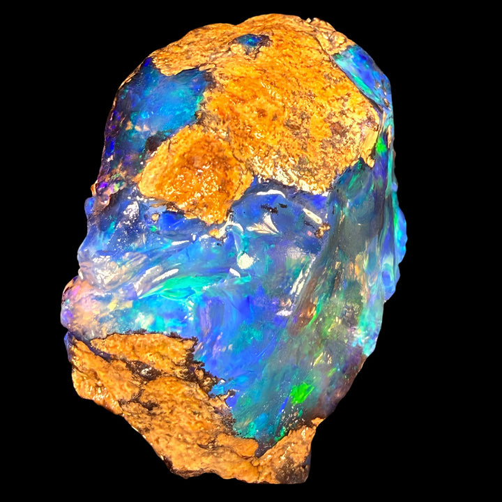 67.3 gr Natural Ethiopian Welo Water Opal – Dominant Electric Blue, Neon Green & Aqua Fire – Raw Water Opal – One-of-a-Kind Collector Grade