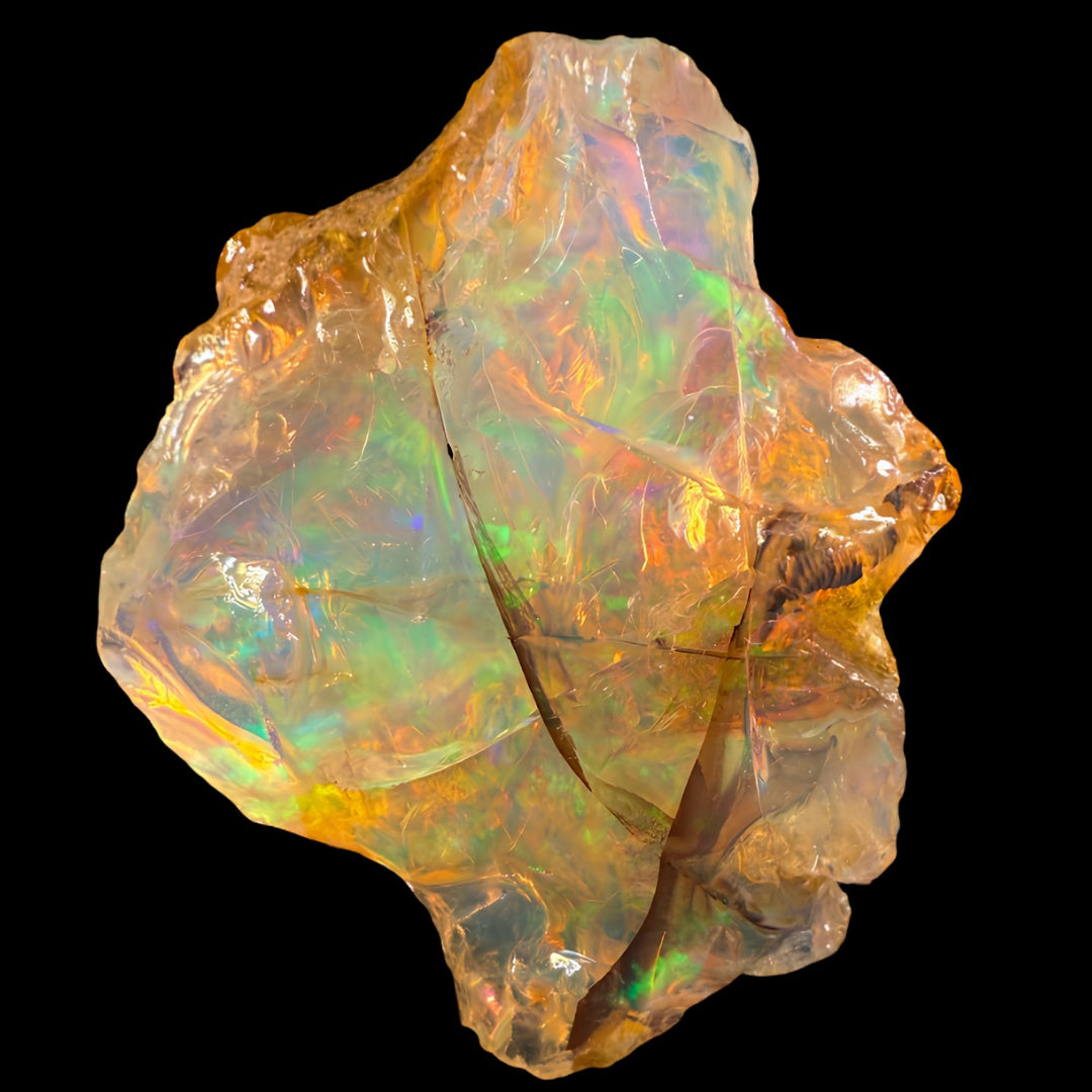 71.1 gr Natural Ethiopian Welo Water Opal – Dominant Neon Green, Golden Honey & Rainbow Fire – Raw Water Opal – Collector Grade