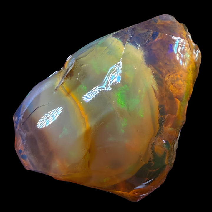 14.04 gr Natural Ethiopian Welo Water Opal – Dominant Crystal Honey, Neon Green & Fiery Red Fire – Raw Water Opal – One-of-a-Kind Collector Grade