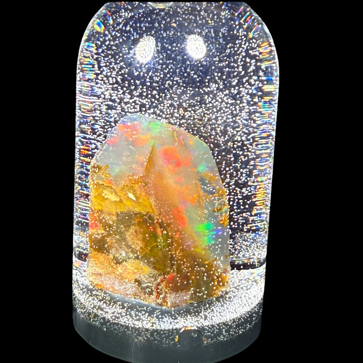 14.11 Gram Natural Ethiopian Welo Crystal Water Opal Specimen – Dominant Neon Green, Aqua Blue & Golden Honey Fire – Large Freeform Crystal Opal – Collector Display Grade