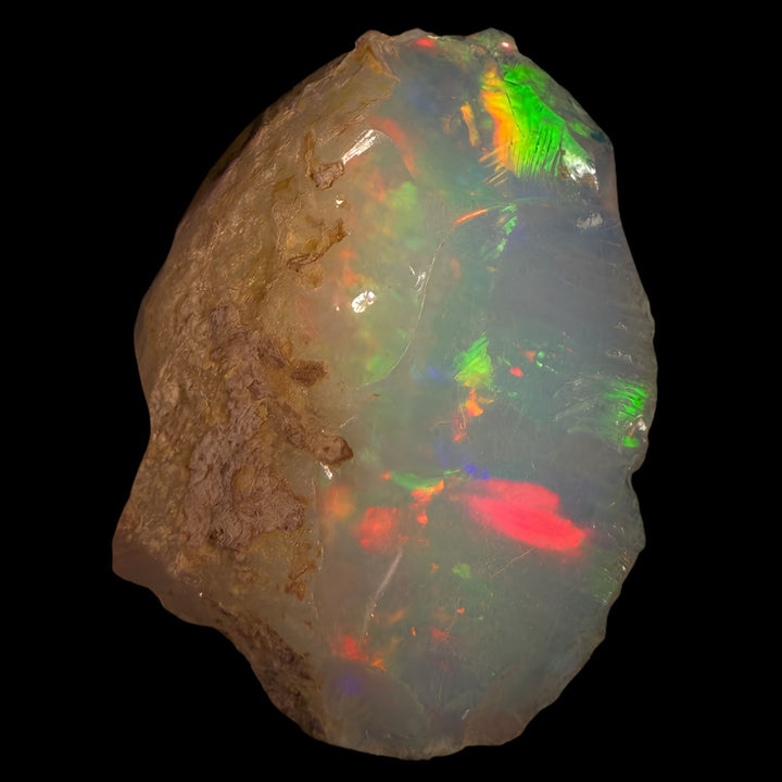 16.68 Gram AAA Quality Natural Ethiopian Welo Rough Opal Featuring Dominant Fiery Red, Neon Green & Bright Orange Play-of-Color | One-of-a-Kind
