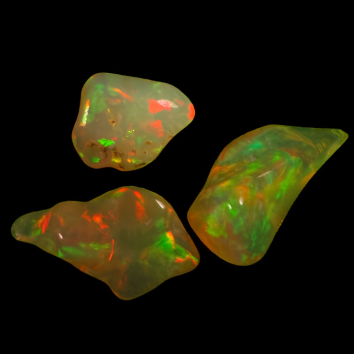 21.63 Ct AAA Quality Natural Ethiopian Welo Opal Nugget Parcel – Dominant Neon Green, Fiery Orange & Cherry Red Fire – Rolling Flash Pattern – AAA Collector Grade