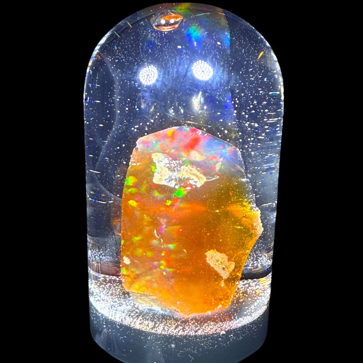 15.25 Gram Natural Ethiopian Welo Crystal Water Opal Specimen – Dominant Neon Green, Fiery Red & Electric Blue Fire – Large Freeform Crystal Opal Display Piece – Collector Grade