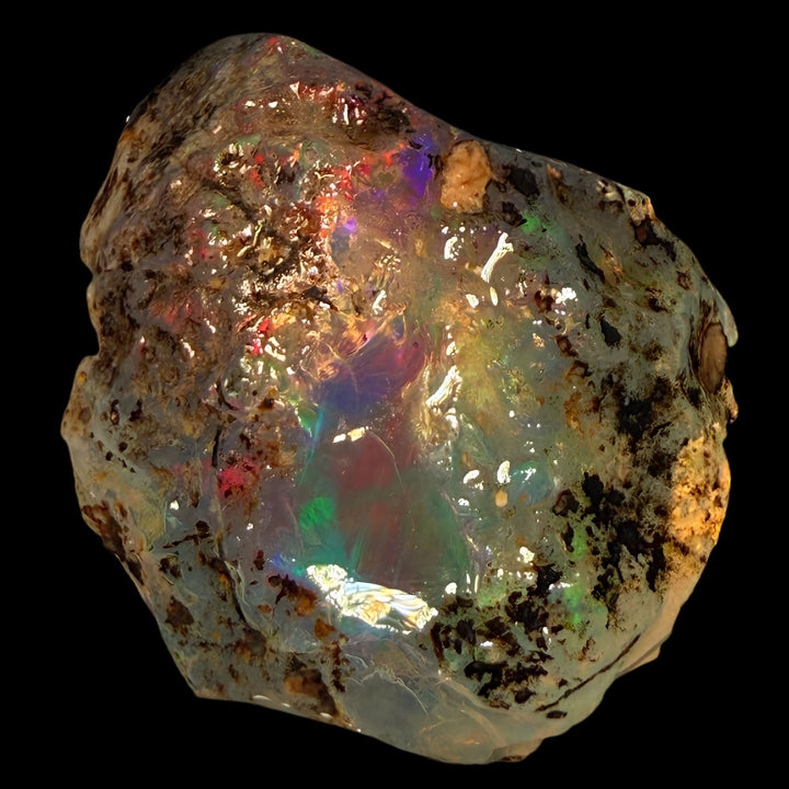 15.94 gr Natural Ethiopian Welo Water Opal – Dominant Neon Green, Fiery Red & Electric Rainbow Fire – Raw Water Opal – One-of-a-Kind Collector Grade
