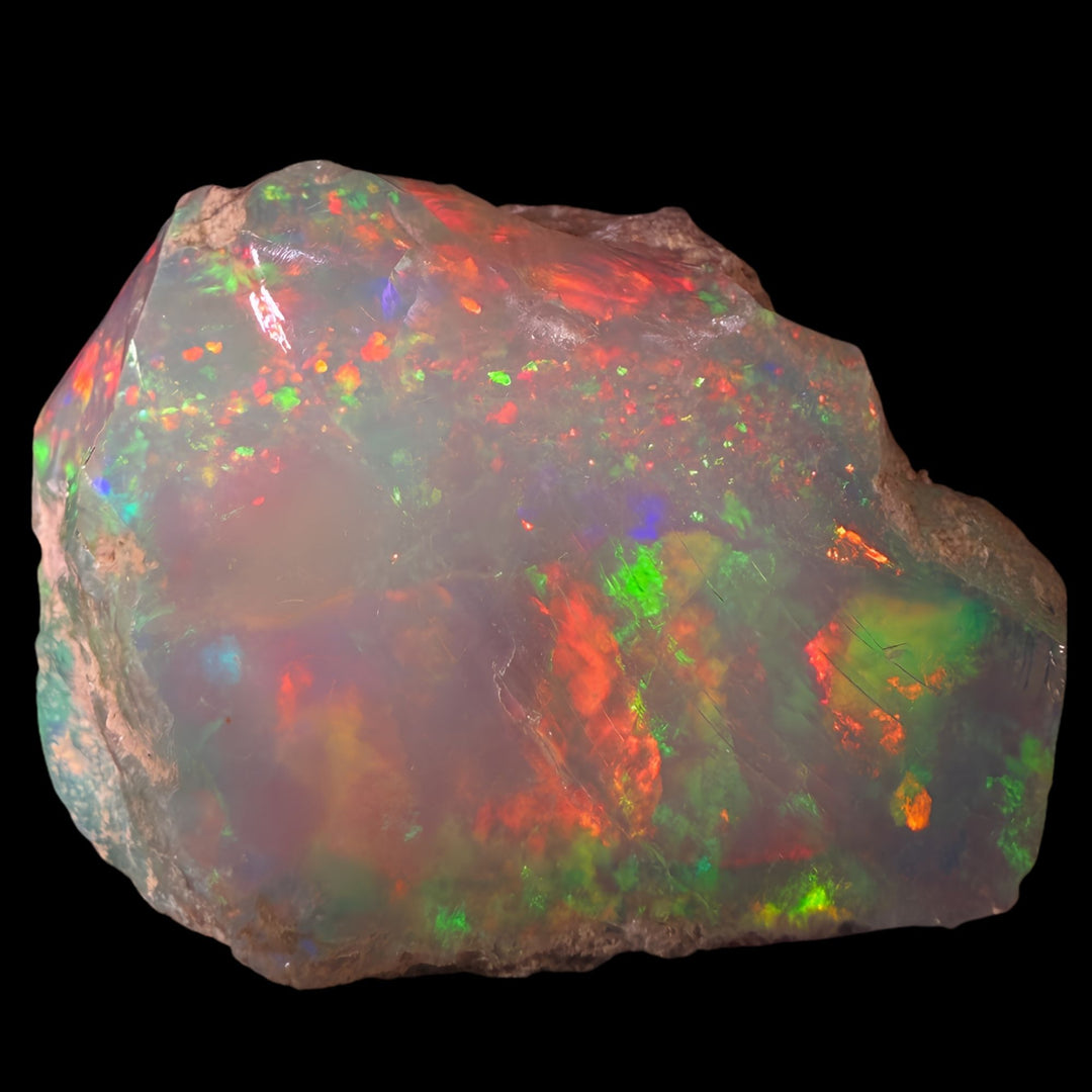 13.16 Gram AAA Quality Natural Ethiopian Welo Rough Opal Featuring Dominant Fiery Red, Neon Green & Bright Orange Play-of-Color | One-of-a-Kind