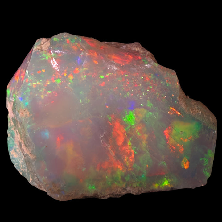 13.16 Gram AAA Quality Natural Ethiopian Welo Rough Opal Featuring Dominant Fiery Red, Neon Green & Bright Orange Play-of-Color | One-of-a-Kind