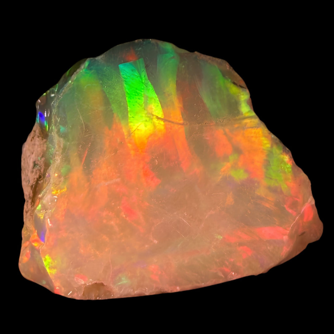 7.67 Gram AAA Quality Natural Ethiopian Welo Rough Opal Featuring Dominant Fiery Red, Neon Green & Bright Orange Play-of-Color | One-of-a-Kind