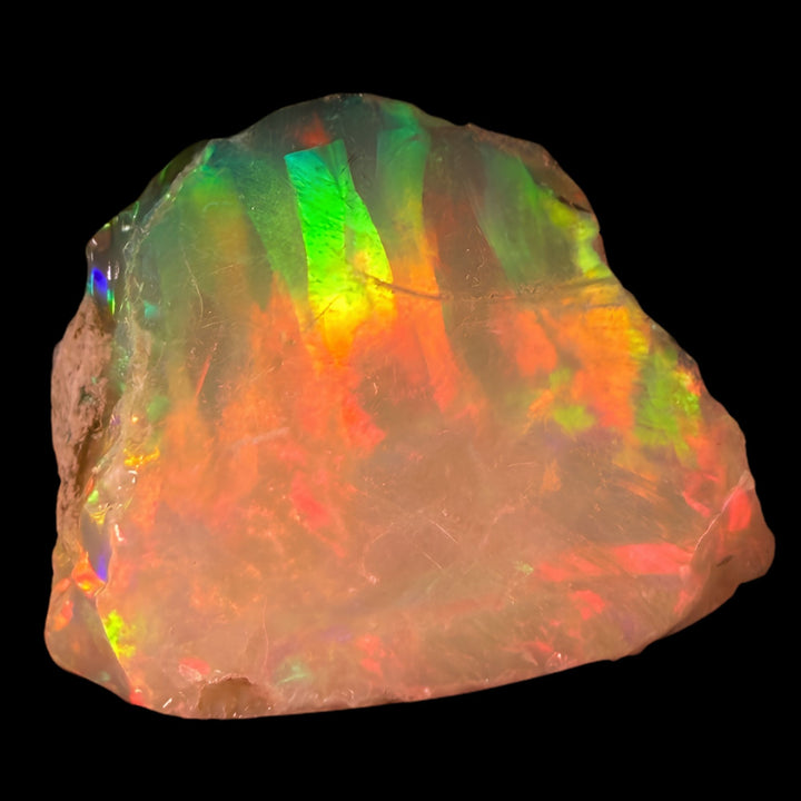 7.67 Gram AAA Quality Natural Ethiopian Welo Rough Opal Featuring Dominant Fiery Red, Neon Green & Bright Orange Play-of-Color | One-of-a-Kind