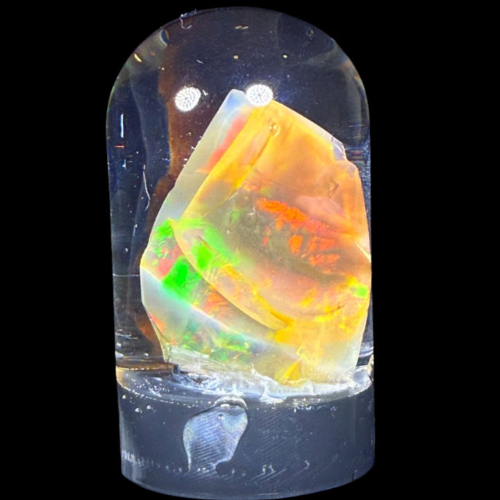 11.36 Gram Natural Ethiopian Welo Crystal Water Opal Specimen – Dominant Fiery Red, Neon Green & Golden Fire – Freeform Floating Crystal Opal – Collector Display Grade