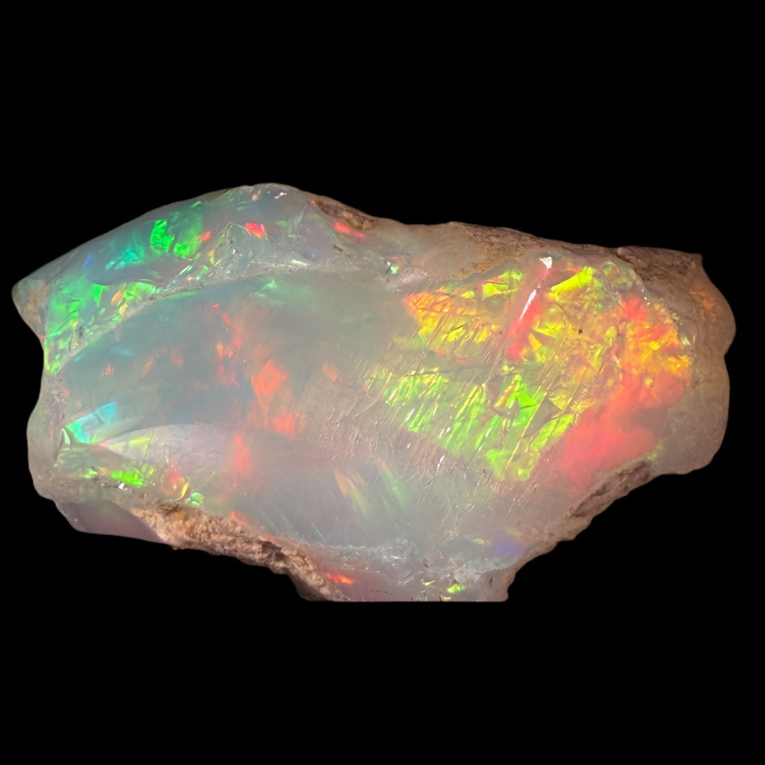 7.94 Gram AAA Quality Natural Ethiopian Welo Rough Opal Featuring Dominant Fiery Red, Neon Green & Golden Yellow Play-of-Color | One-of-a-Kind