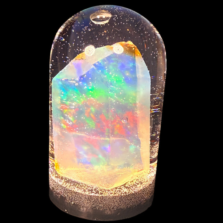 32.90 Gram Natural Ethiopian Welo Crystal Water Opal Specimen – Dominant Electric Blue, Neon Green & Fiery Red Fire – Large Freeform Crystal Opal – Collector Display Grade