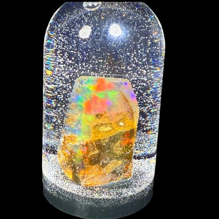 14.11 Gram Natural Ethiopian Welo Crystal Water Opal Specimen – Dominant Neon Green, Aqua Blue & Golden Honey Fire – Large Freeform Crystal Opal – Collector Display Grade