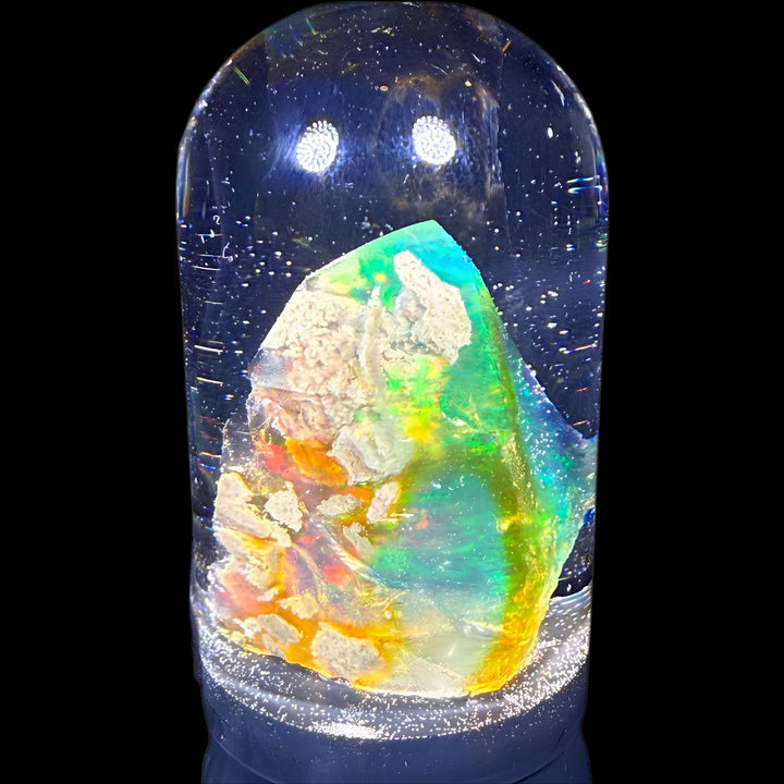22.49 Gram Natural Ethiopian Welo Crystal Water Opal Specimen – Dominant Neon Green, Aqua Blue & Golden Honey Fire – Large Freeform Crystal Opal – Collector Display Grade