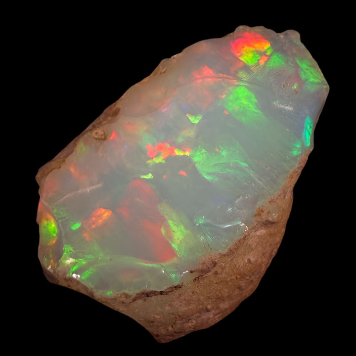 16.68 Gram AAA Quality Natural Ethiopian Welo Rough Opal Featuring Dominant Fiery Red, Neon Green & Bright Orange Play-of-Color | One-of-a-Kind