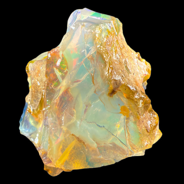 71.1 gr Natural Ethiopian Welo Water Opal – Dominant Neon Green, Golden Honey & Rainbow Fire – Raw Water Opal – Collector Grade