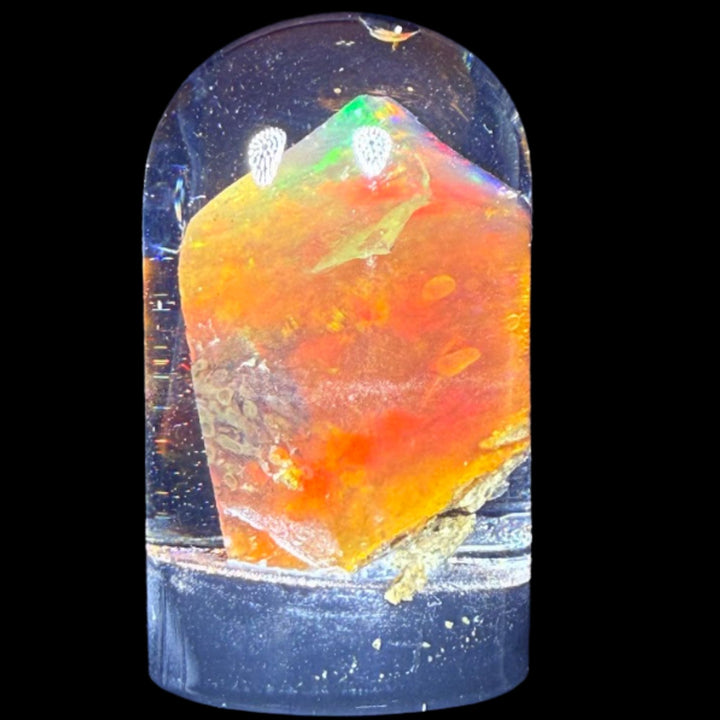 13.72 Gram Natural Ethiopian Welo Crystal Water Opal Specimen – Dominant Fiery Orange, Neon Green & Sunset Red Fire – Freeform Honey Crystal Opal – Collector Display Grade