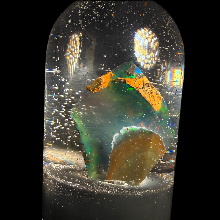 4.55 Gram Natural Ethiopian Welo Crystal Water Opal Specimen – Neon Green Aurora Fire, Electric Blue Veins & Earthy Matrix Contrast – Freeform Collector Crystal