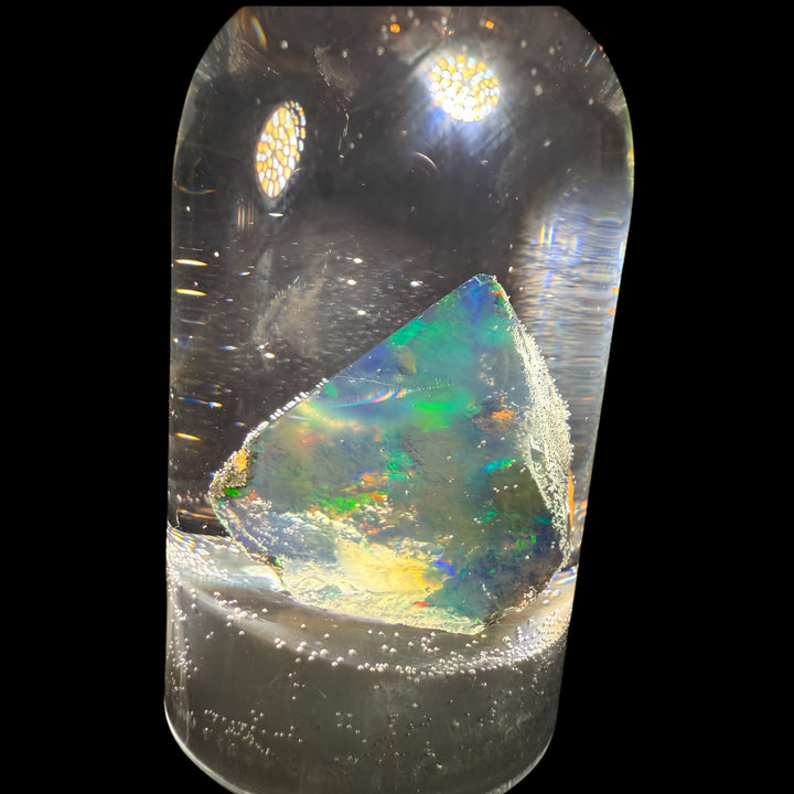 3.71 Gram Natural Ethiopian Welo Crystal Water Opal Specimen – Dominant Electric Blue-Green Fire, Neon Flash & Rainbow Crystal Glow – Freeform Floating Crystal Opal – Collector Display Grade