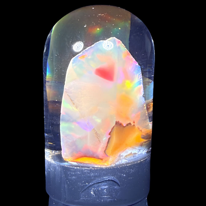 9.73 Gram Natural Ethiopian Welo Crystal Water Opal Specimen – Intense Rainbow Fire & Pastel Aurora Flash – Freeform Display Crystal – Collector Grade