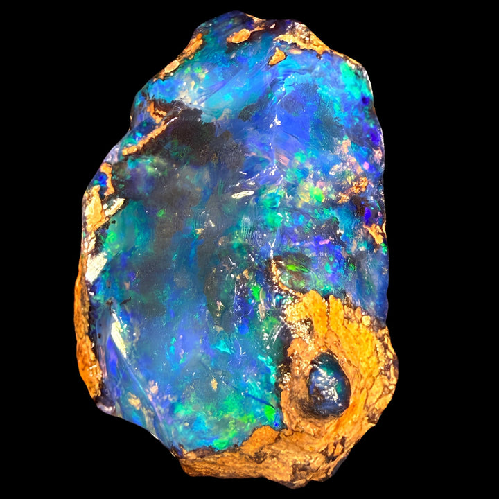 67.3 gr Natural Ethiopian Welo Water Opal – Dominant Electric Blue, Neon Green & Aqua Fire – Raw Water Opal – One-of-a-Kind Collector Grade