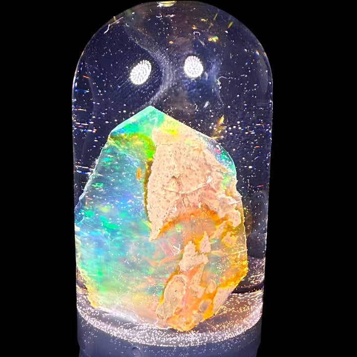 22.49 Gram Natural Ethiopian Welo Crystal Water Opal Specimen – Dominant Neon Green, Aqua Blue & Golden Honey Fire – Large Freeform Crystal Opal – Collector Display Grade