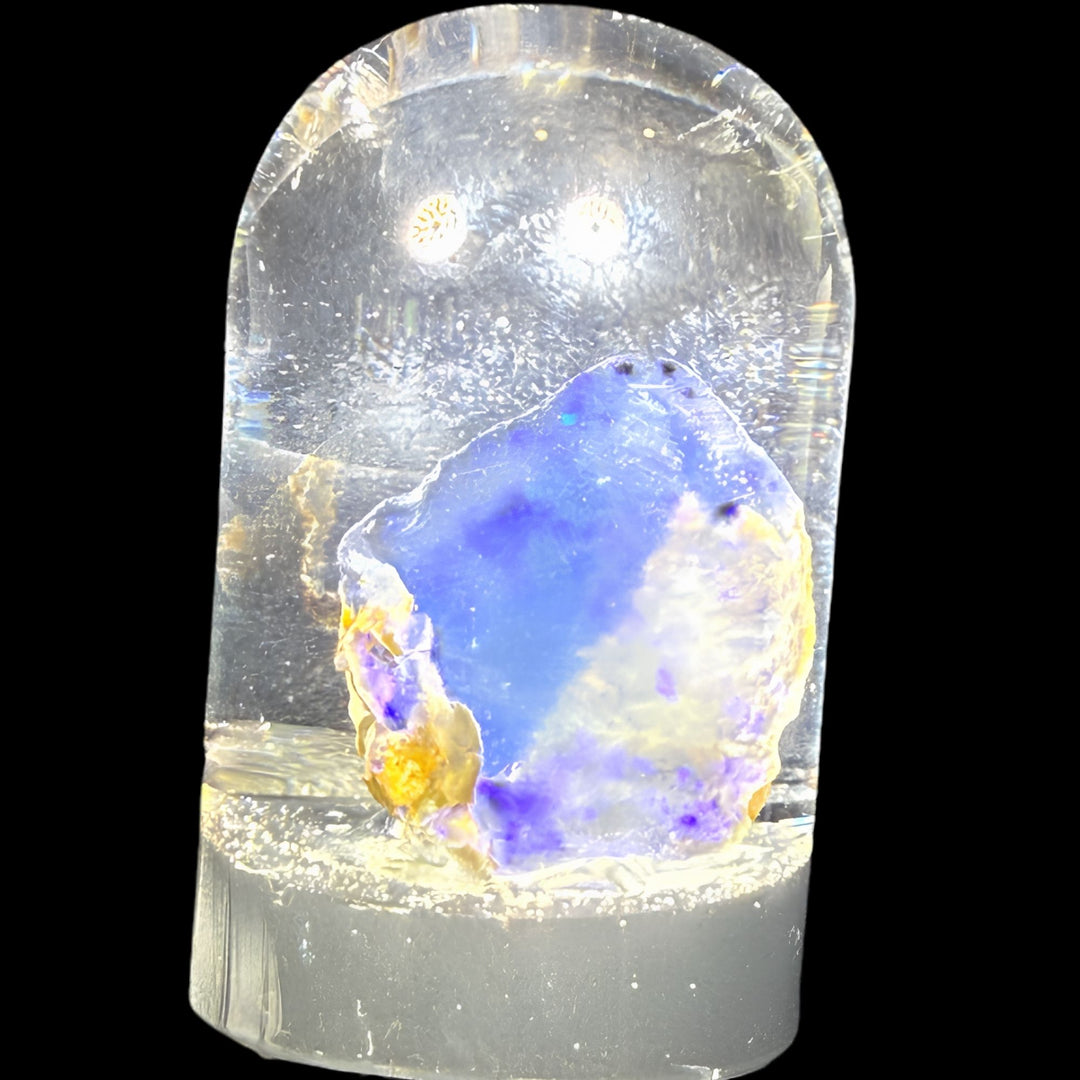 5.38 Gram Natural Ethiopian Welo Crystal Water Opal Specimen – Dominant Violet Blue Glow & Soft Neon Fire – Freeform Lavender Crystal Opal – Collector Display Grade