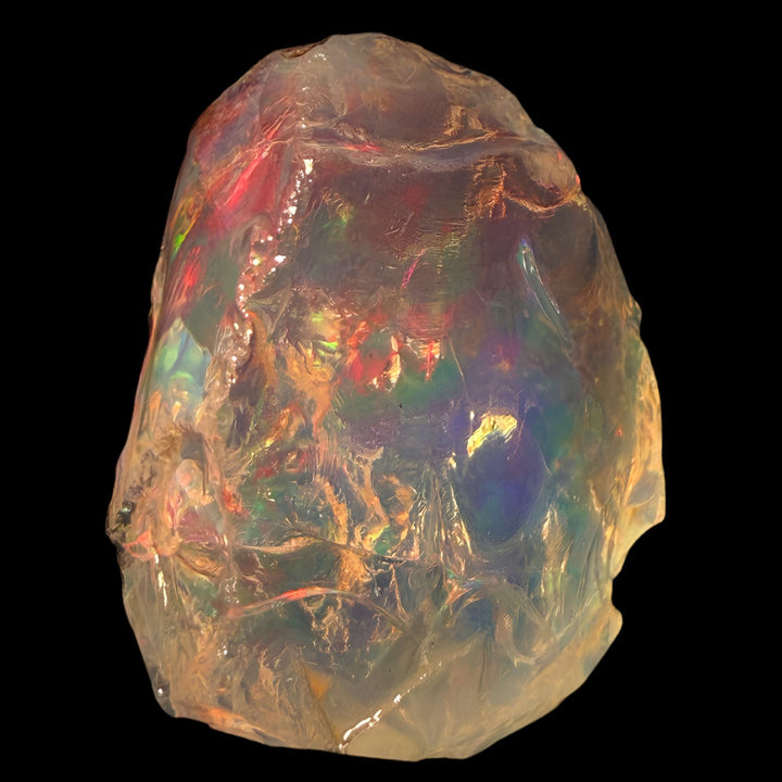 15.94 gr Natural Ethiopian Welo Water Opal – Dominant Neon Green, Fiery Red & Electric Rainbow Fire – Raw Water Opal – One-of-a-Kind Collector Grade
