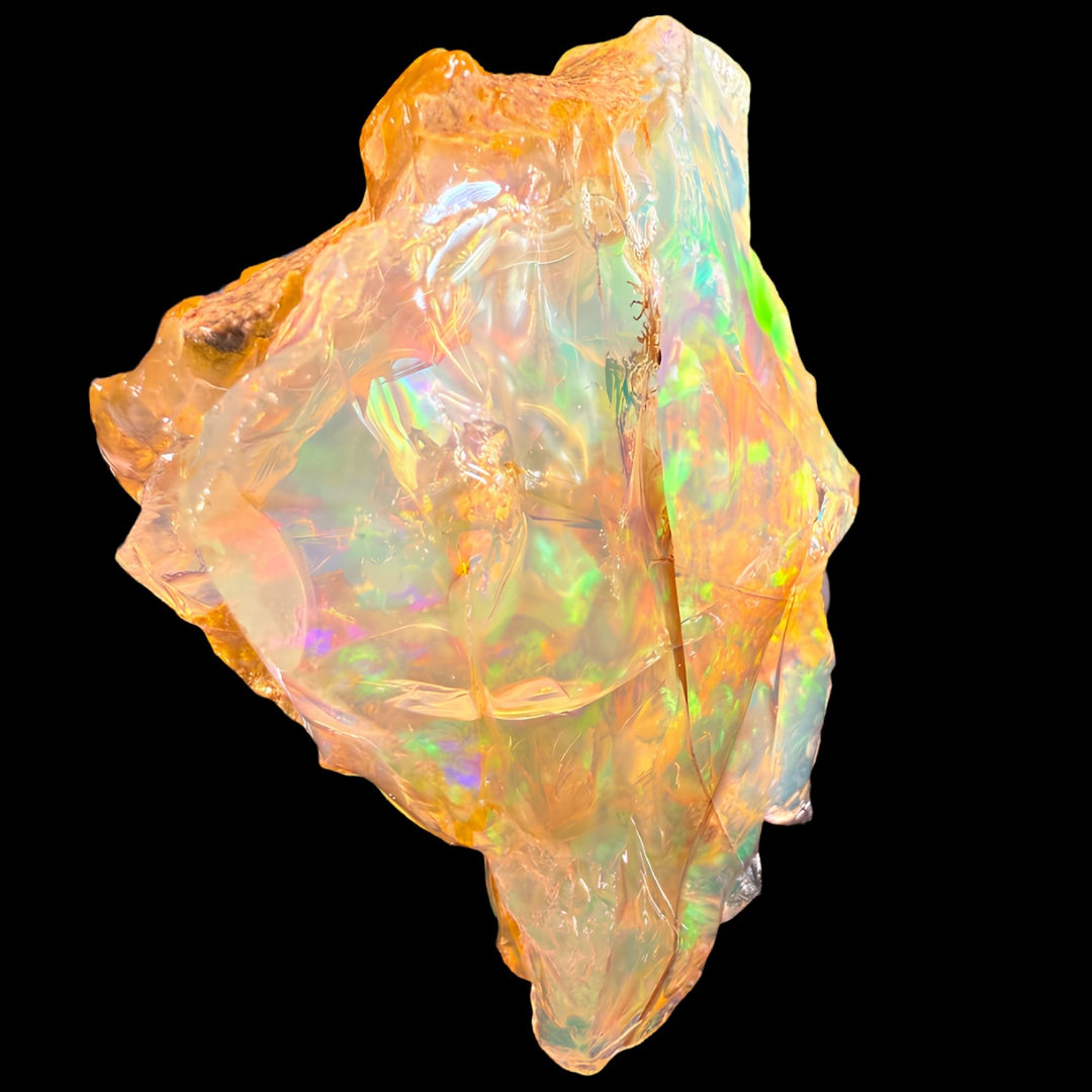 71.1 gr Natural Ethiopian Welo Water Opal – Dominant Neon Green, Golden Honey & Rainbow Fire – Raw Water Opal – Collector Grade