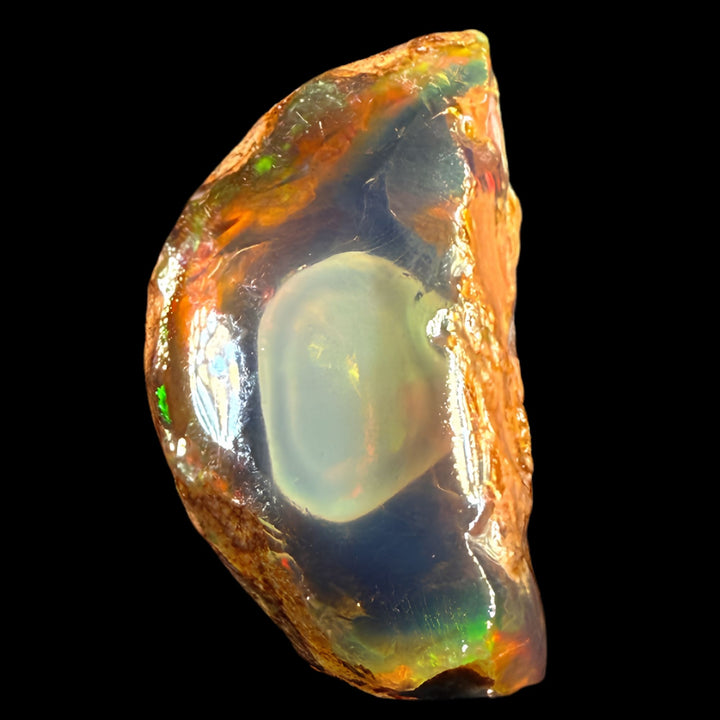 12.50 gr Natural Ethiopian Welo Water Opal – Dominant Honey Crystal, Neon Green & Fiery Red Fire – Raw Water Opal – One-of-a-Kind Collector Grade