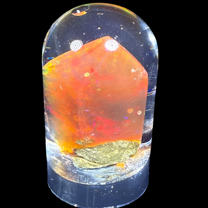 13.72 Gram Natural Ethiopian Welo Crystal Water Opal Specimen – Dominant Fiery Orange, Neon Green & Sunset Red Fire – Freeform Honey Crystal Opal – Collector Display Grade