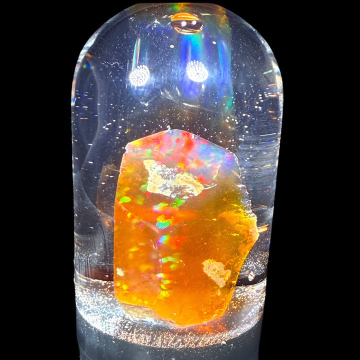 15.25 Gram Natural Ethiopian Welo Crystal Water Opal Specimen – Dominant Neon Green, Fiery Red & Electric Blue Fire – Large Freeform Crystal Opal Display Piece – Collector Grade