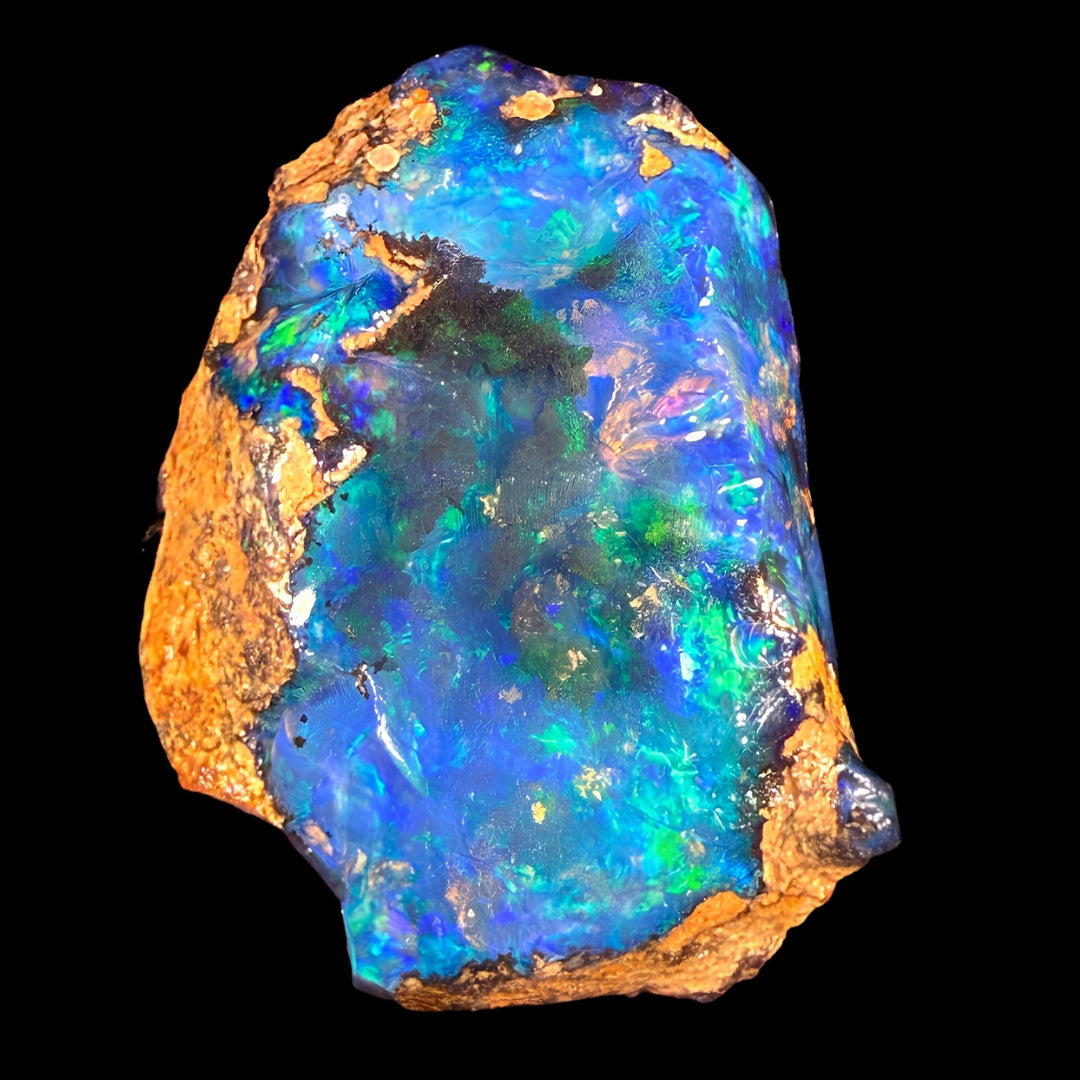 67.3 gr Natural Ethiopian Welo Water Opal – Dominant Electric Blue, Neon Green & Aqua Fire – Raw Water Opal – One-of-a-Kind Collector Grade