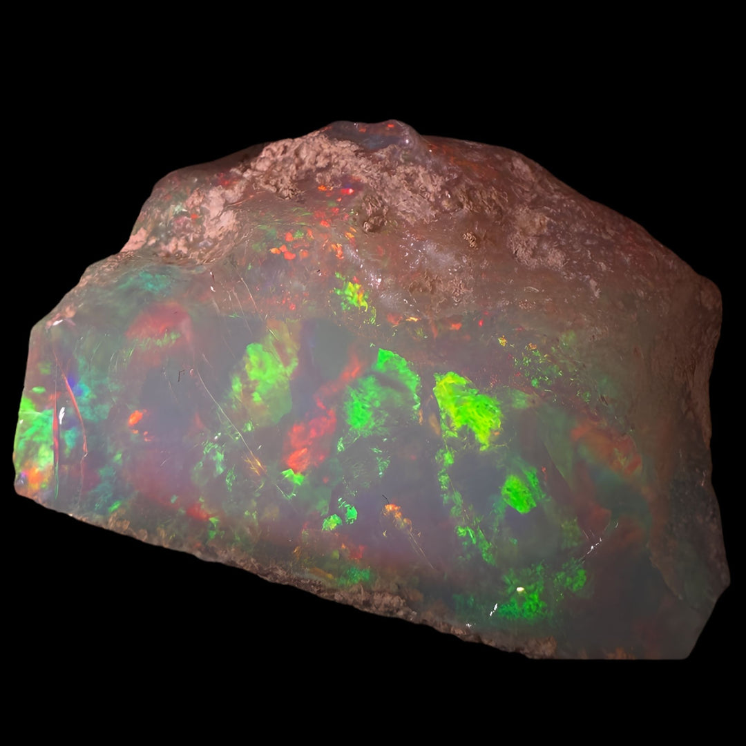 13.16 Gram AAA Quality Natural Ethiopian Welo Rough Opal Featuring Dominant Fiery Red, Neon Green & Bright Orange Play-of-Color | One-of-a-Kind