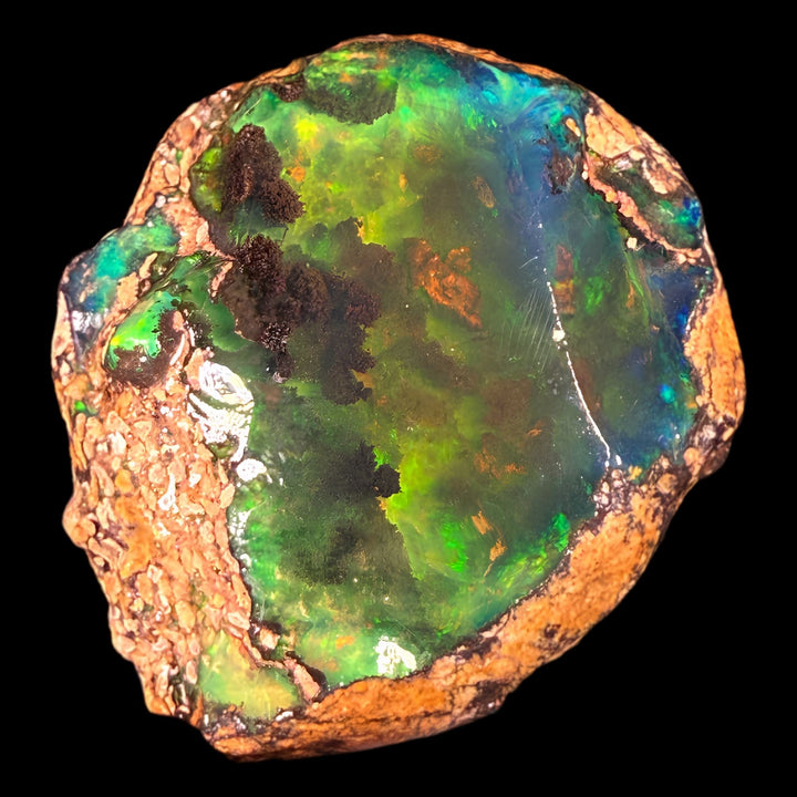 131.7 gr Natural Ethiopian Welo Water Opal – Dominant Neon Green & Electric Blue Fire – Raw Water Opal Specimen – Collector Grade