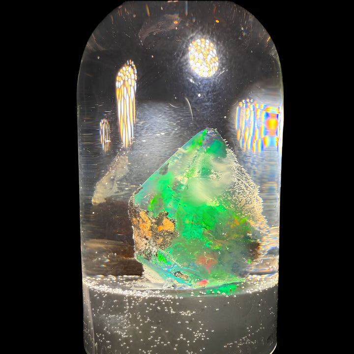 3.71 Gram Natural Ethiopian Welo Crystal Water Opal Specimen – Dominant Electric Blue-Green Fire, Neon Flash & Rainbow Crystal Glow – Freeform Floating Crystal Opal – Collector Display Grade