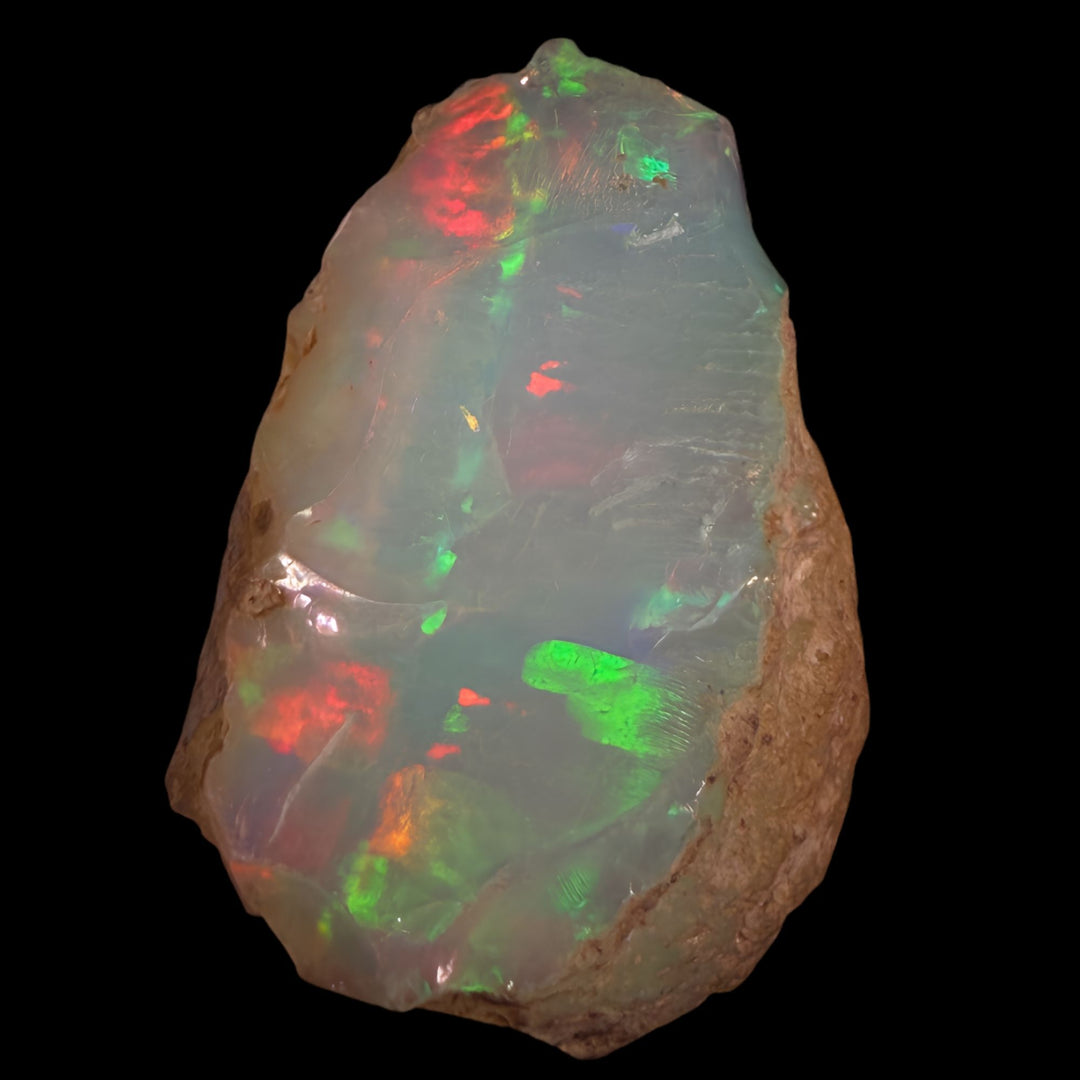 16.68 Gram AAA Quality Natural Ethiopian Welo Rough Opal Featuring Dominant Fiery Red, Neon Green & Bright Orange Play-of-Color | One-of-a-Kind